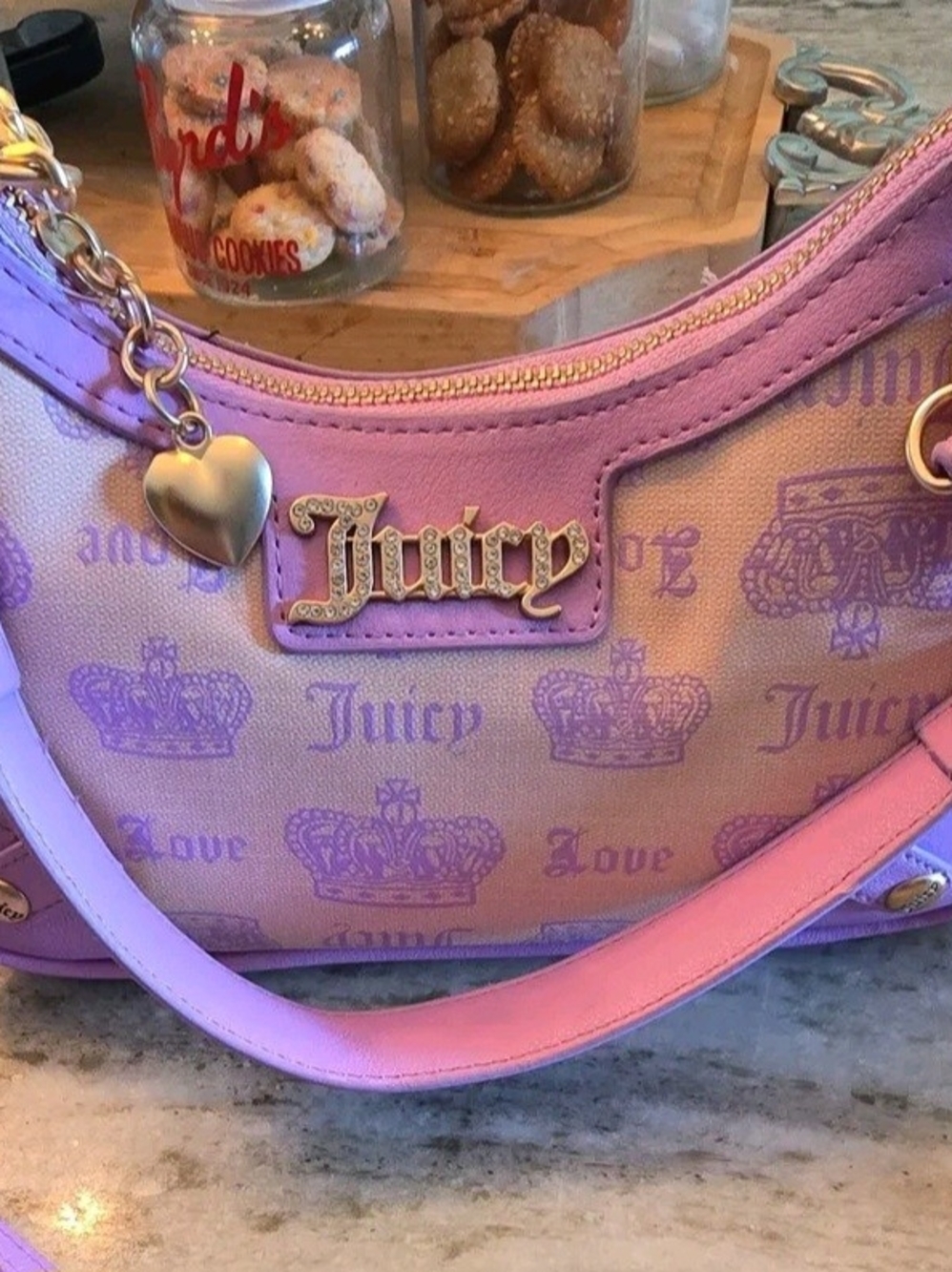 Juicy Couture Lavender and Pink Logo Shoulder Bag